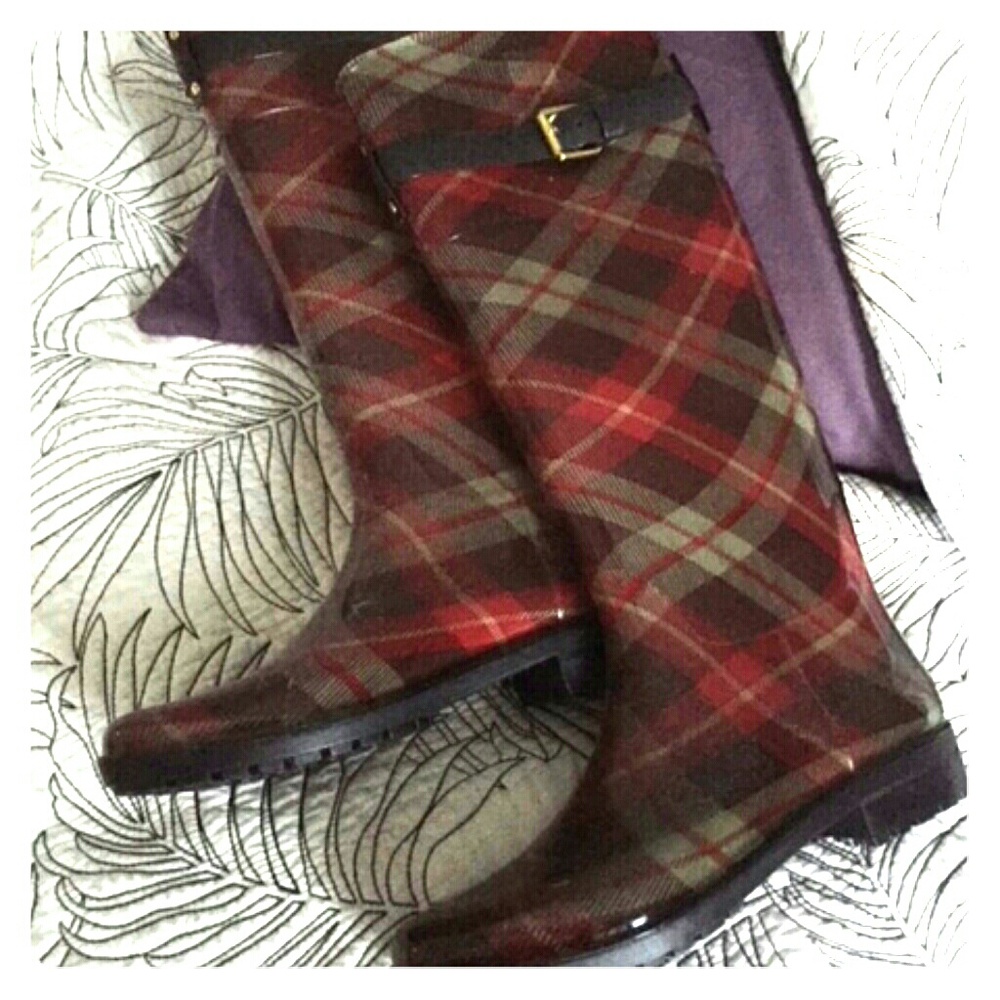 Ralph Lauren Plaid Rain Boots ( Never Worn )
